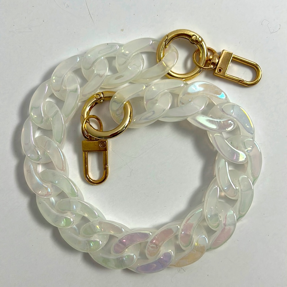 Acrylic Holographic Semi-Iridescent Link Bag Strap Wristlet or Charm